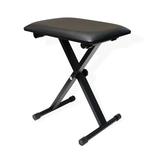 AKOZLIN Folding X-Shaped Piano Chair with Keyboard Bench, 3-Level Height Adjustment, Non-Slip, Black, 16.5" W x 12.5" D x 14.5" H (42/47/50cm)