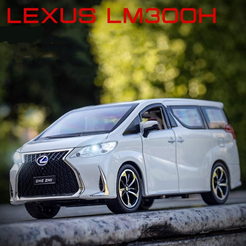 1/24 Lexus LM300H MPV Van Diecast Toy Car Model Miniature Pull Back Sound & Light Doors Openable Collection Gift for Boy Kid