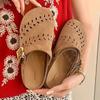Fashion Designer Hollow Women Slipppers Flats Mules Shoes Fad Buckle Sandals 2025 Summer Retro Shoes New Trend Casual Zapatillas Mujer
