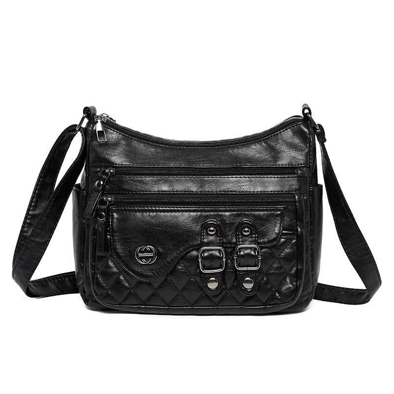 Soft Leather Multi-Layer Shoulder Bag Women's Multi-Pocket Crossbody Bag Mother's Bag