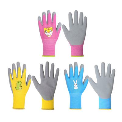 Guantes de jardinería para niños, guantes de trabajo de goma antideslizantes con patrón de dibujos animados, resistentes al desgaste, a prueba de espinas, resistentes a pinchazos, 1 par