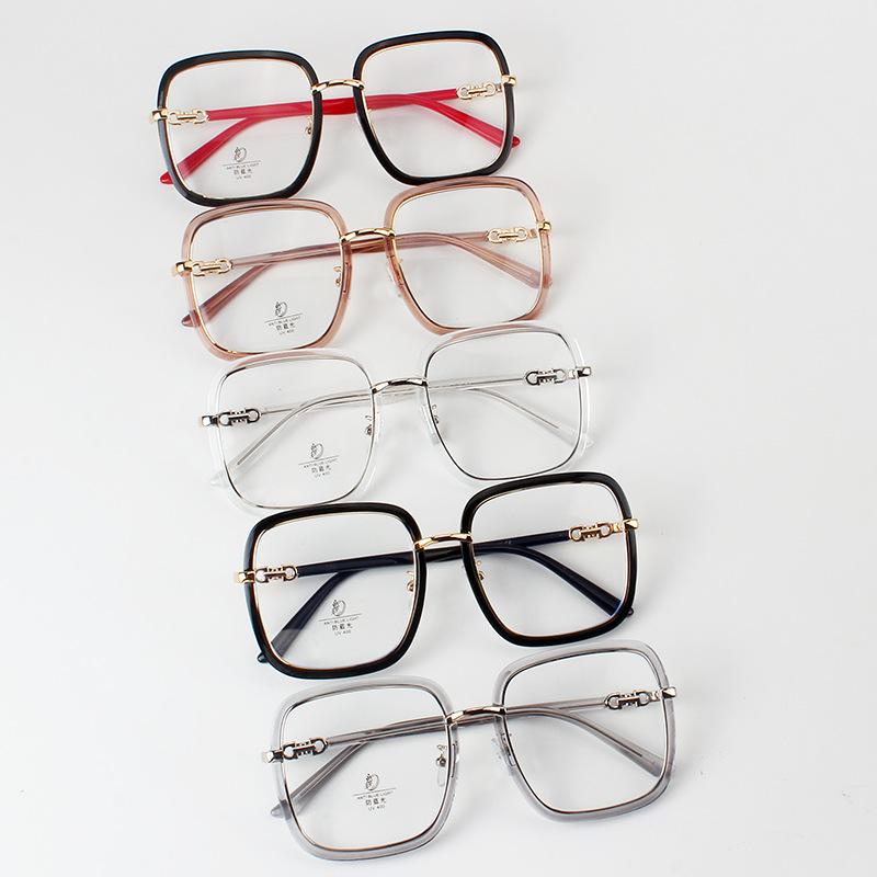 New TR90Square large frame anti-blue light flat glasses Personalized plain face-covering decorative myopia glasses frame