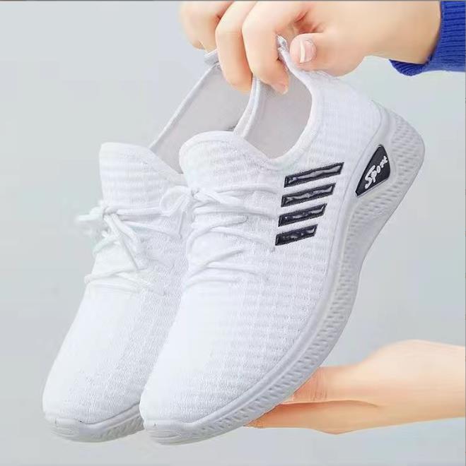 Fashion Woman Mom Shoes Mesh Low-Top Running Student Shoes Trendy Shoes New Fly-Knit Sneakers Spring and Summer Soft Bottom Casualshoes