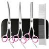 Portable Pet Grooming Scissor Set: Flat & Curved Hairdressing Tools