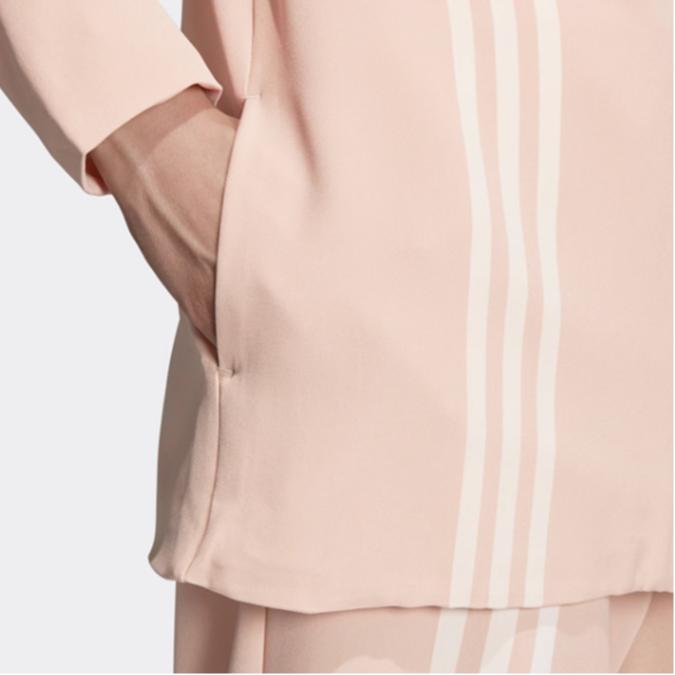 adidas Originals Colorblock Vertical Stripe Breathable Casual Jacket Women Outerwear Pearl Ash-Grey EC0927