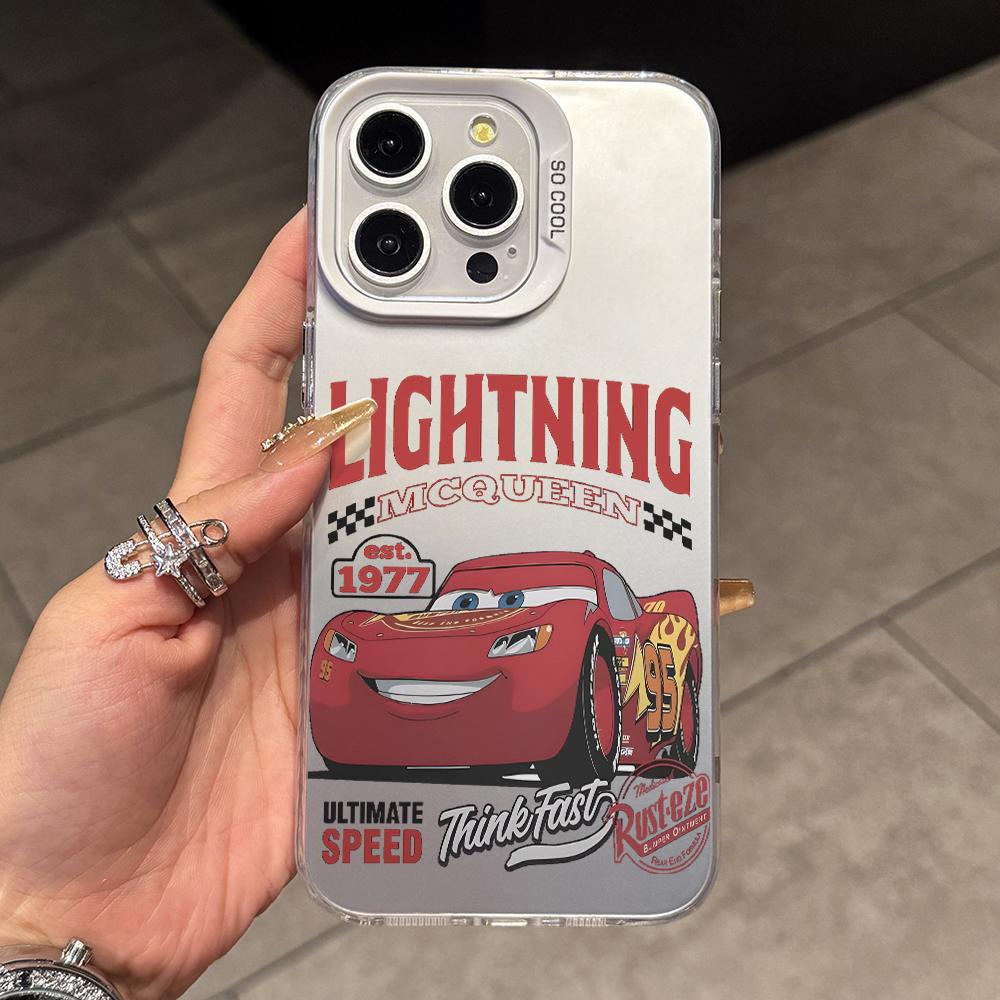 

Cartoon Cars M-McQueens Phone Case for iPhone 17 Air 16 16e 15 14 Plus 13 12 11 Pro Max X Xs XR 8 Colorful Silver Hard Cover iPhone17 Pro Max