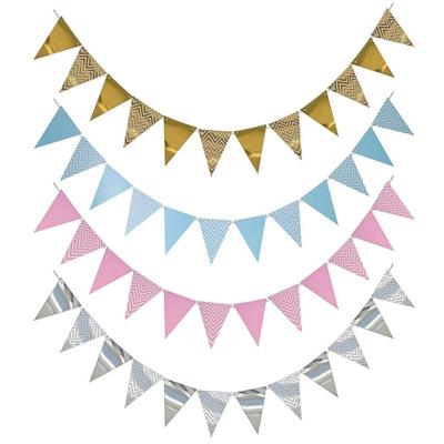 1/5Pcs Colorful Triangular Flags Banner Birthday Wedding Christmas Party Decorations Baby Bride Party Banner Home Decor 3M