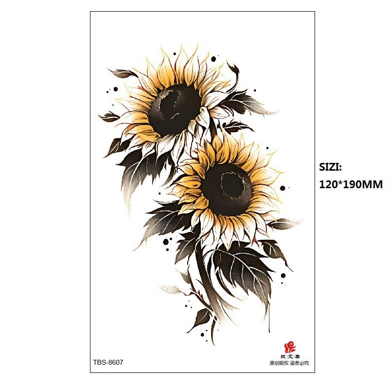 Black Butterfly Owl Sunflower Set Water Transfer Simulation Temporary Tattoo Sticker
