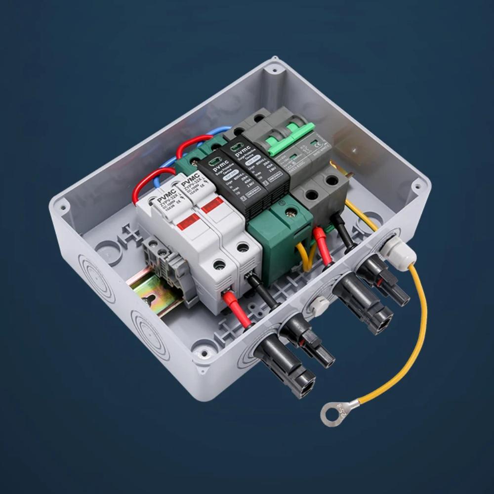 Solar Photovoltaic PV Combiner Box With Lightning Protection 1 In 1 Out DC 600V Fuse MCB SPD Waterproof Box IP65 Wholesale