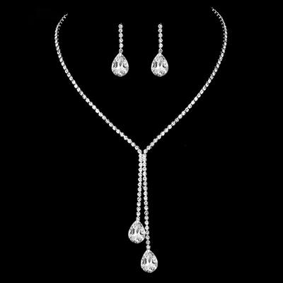 Korean Fashion, Trend Sparkling Rhinestone Water Droplets, Bride Full of Diamonds, Bridal Accessories, Necklaces, Earrings, Sets