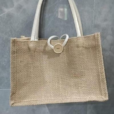In-Stock Retro Style Burlap Bag - Jute Shopping Tote, Blank Hand-Painted Linen Gift Bag