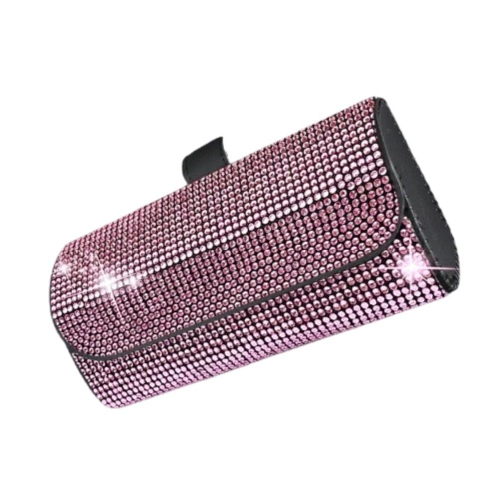 Rhinestone Sun Visor Glasses Case Bling Sunglasses Storage Box Car Eyeglasses Holder  Driving