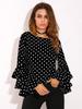 European & American Polka Dot Bell Sleeve Plus Size Chiffon Blouse