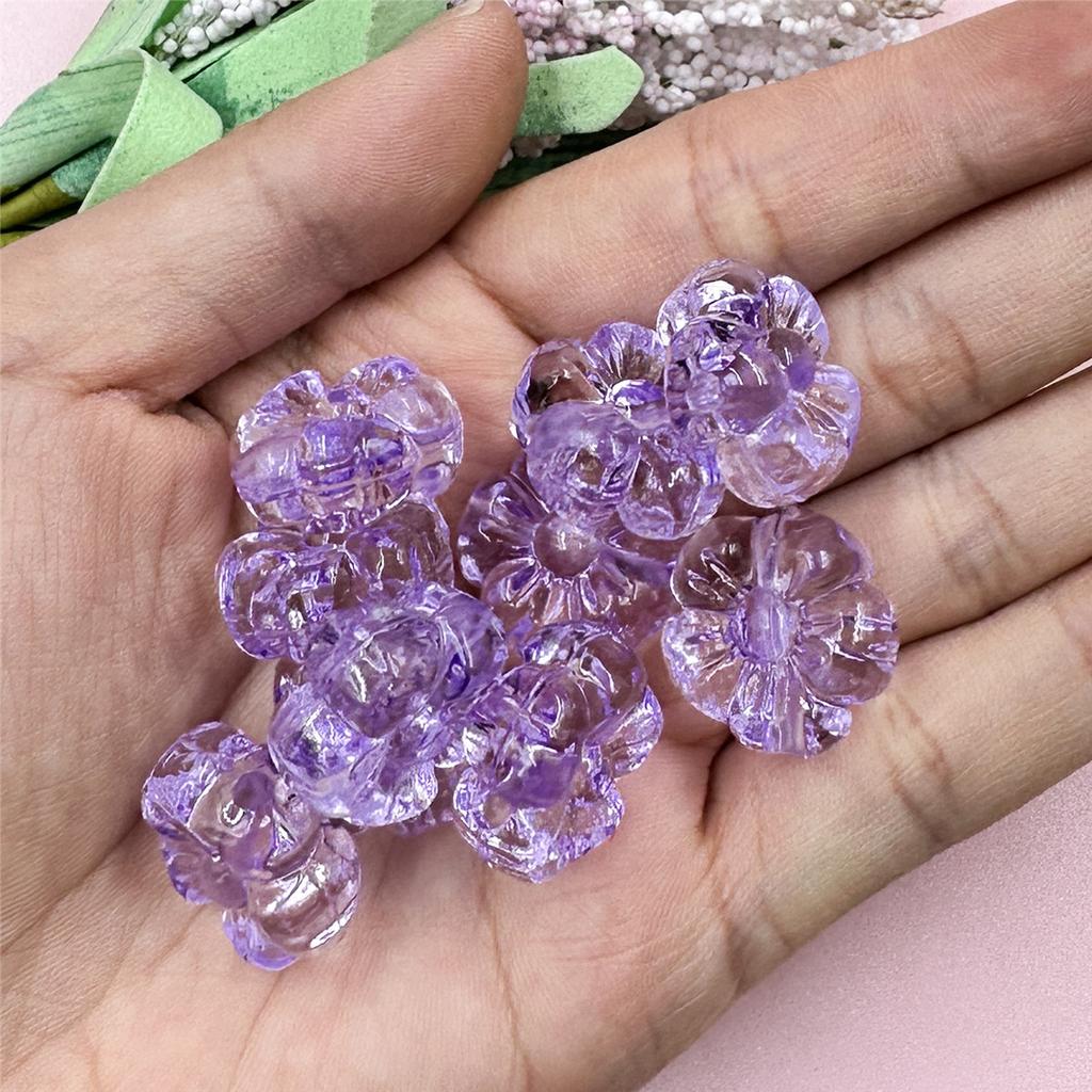 10Pcs 19.3mm Fashion Acrylic Transparent Crystal Plum Blossom Loose Beads forJewelry Makings DIY Jewelry Accessories