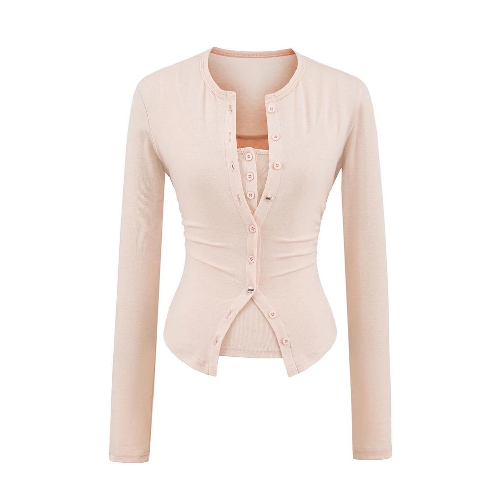 Women's Slim Fit Knit Cardigan & Camisole Set: Round Neck, Long Sleeve, Autumn Layering