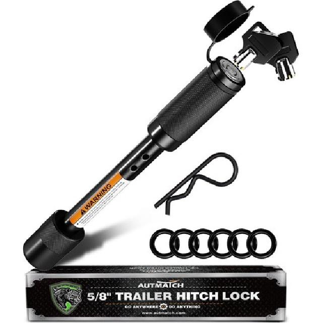 Trailer Hitch Lock - 5/8 Dia ( (Keyed Alike 3-1/2  Long) - 1Pack Black