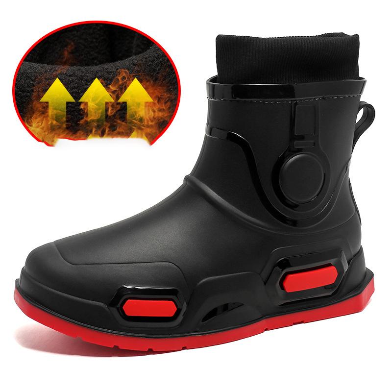

Мужские водонепроницаемые модные водные ботинки, утепленные бархатом, дождевые сапоги, водные ботинки 41