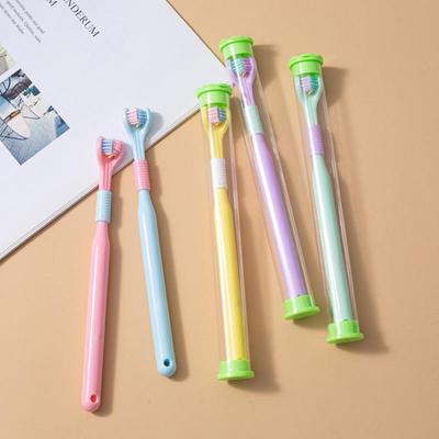 Cepillo de Dientes de Cerdas Suaves de Tres Lados - Universal para Adultos y Niños, Tubo Transparente, Protección de Encías.