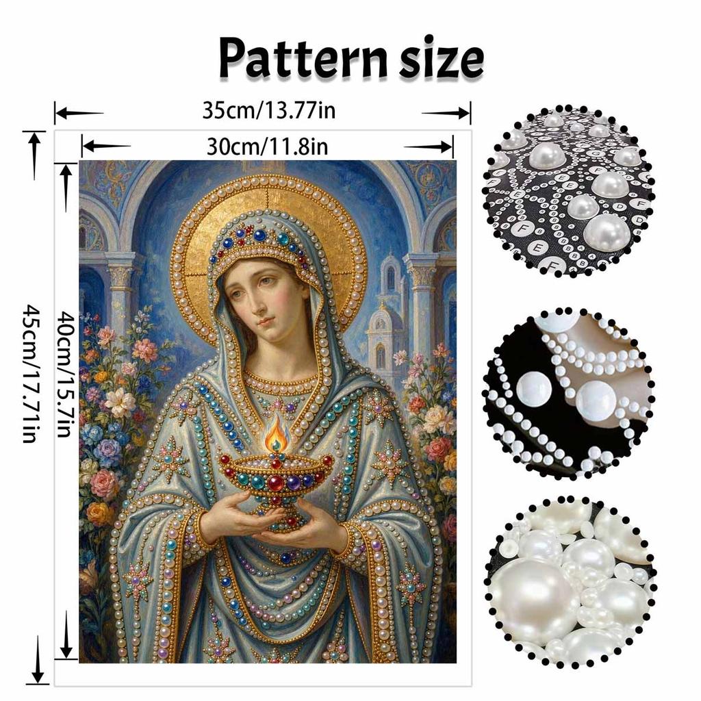 DIY 3D Pearl Diamond Painting Art Set Virgin Mary Religious Art Set Wall Art