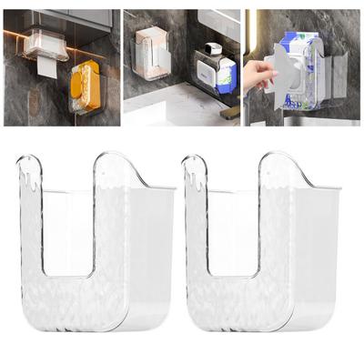 10 Stück Badezimmer Feuchttücherbox Wandmontage Transparent Wasserdicht Große Kapazität Rutschfester Küchentücher-Organizer Toilettenpapierhalter
