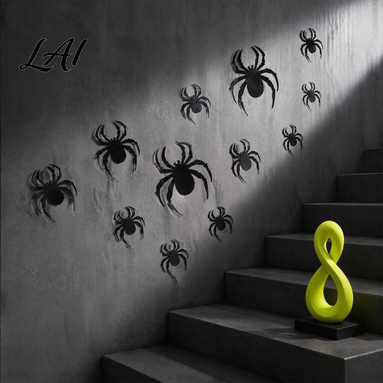 Halloween Bat Wall Stickers 3D Bats Decor Black Stickers Waterproof Shaped Art Scary Plastic DIY Room Decal for Indoor Party Supplies Outdoor Decor