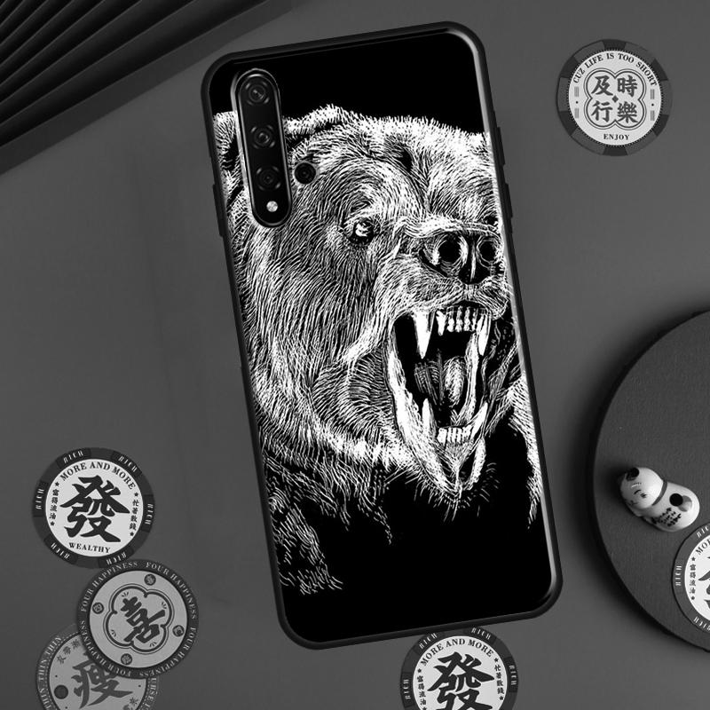 Cartoon Grizzly Bear For Huawei P20 P30 P40 Lite P60 Pro Nova 12i 11i 8i 12s 9 10 SE Y90 Y60 Y70 Y72 Y61 Y91 Case
