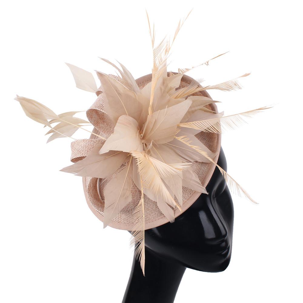 Deep Leather Powder Boutique Banquet Mesh Top Hat Hemp Headgear Bridal Wedding Dress Mesh Feather