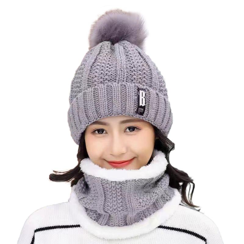 Knitted Women Hat Neck Warmer Winter Scarf Set for Commute Cycling Ski Russian Cossack Caps for Winter