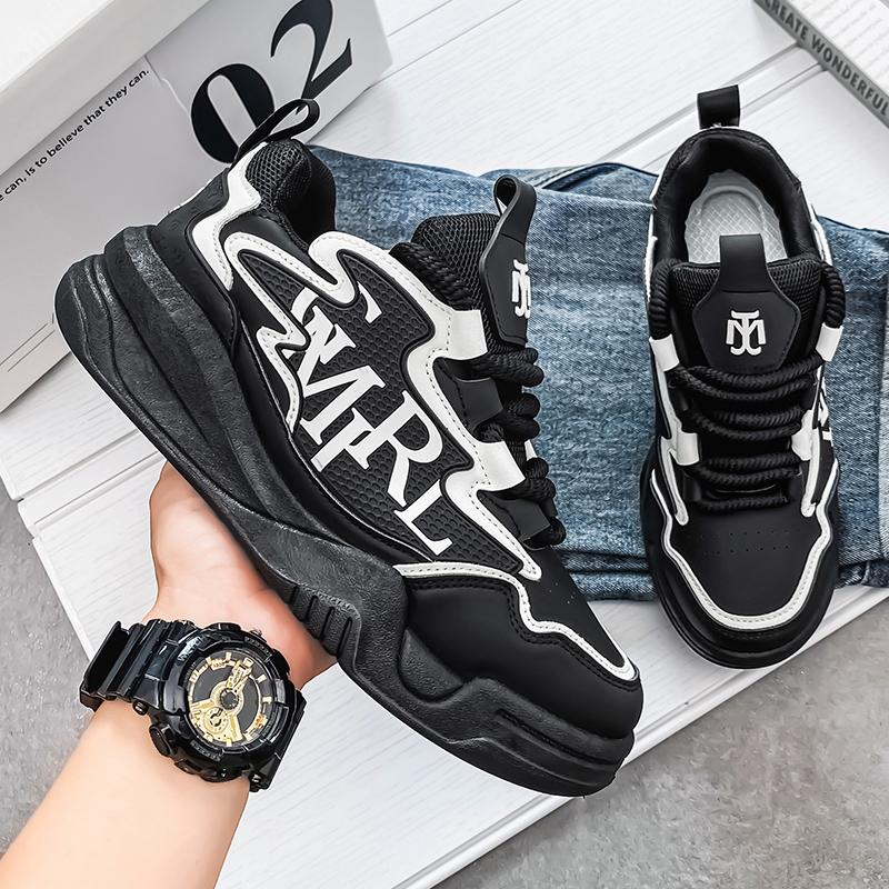 

Новая Модная Универсальная Обувь для Хлеба Толстая Подошва Обувь для Скейтборда Повседневная Обувь Универсальная Трендовая Обувь, Увеличивающая Рост Прочная Подошва 45 чёрный