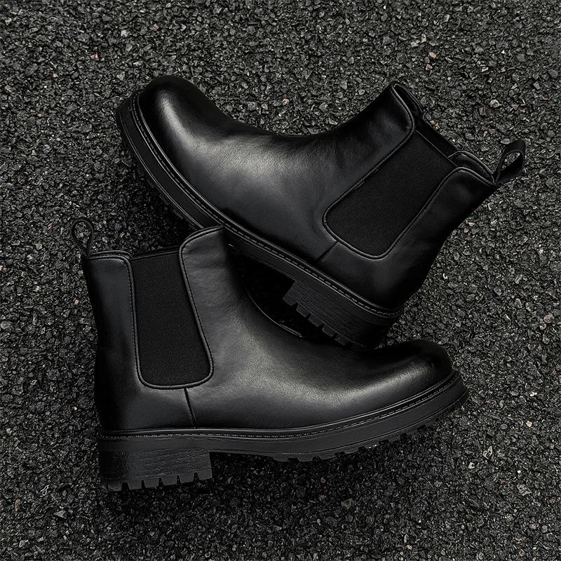 large size men casual business office chelsea boots slip-on genuine leather shoes cowboy platform boot handsome ankle botas male