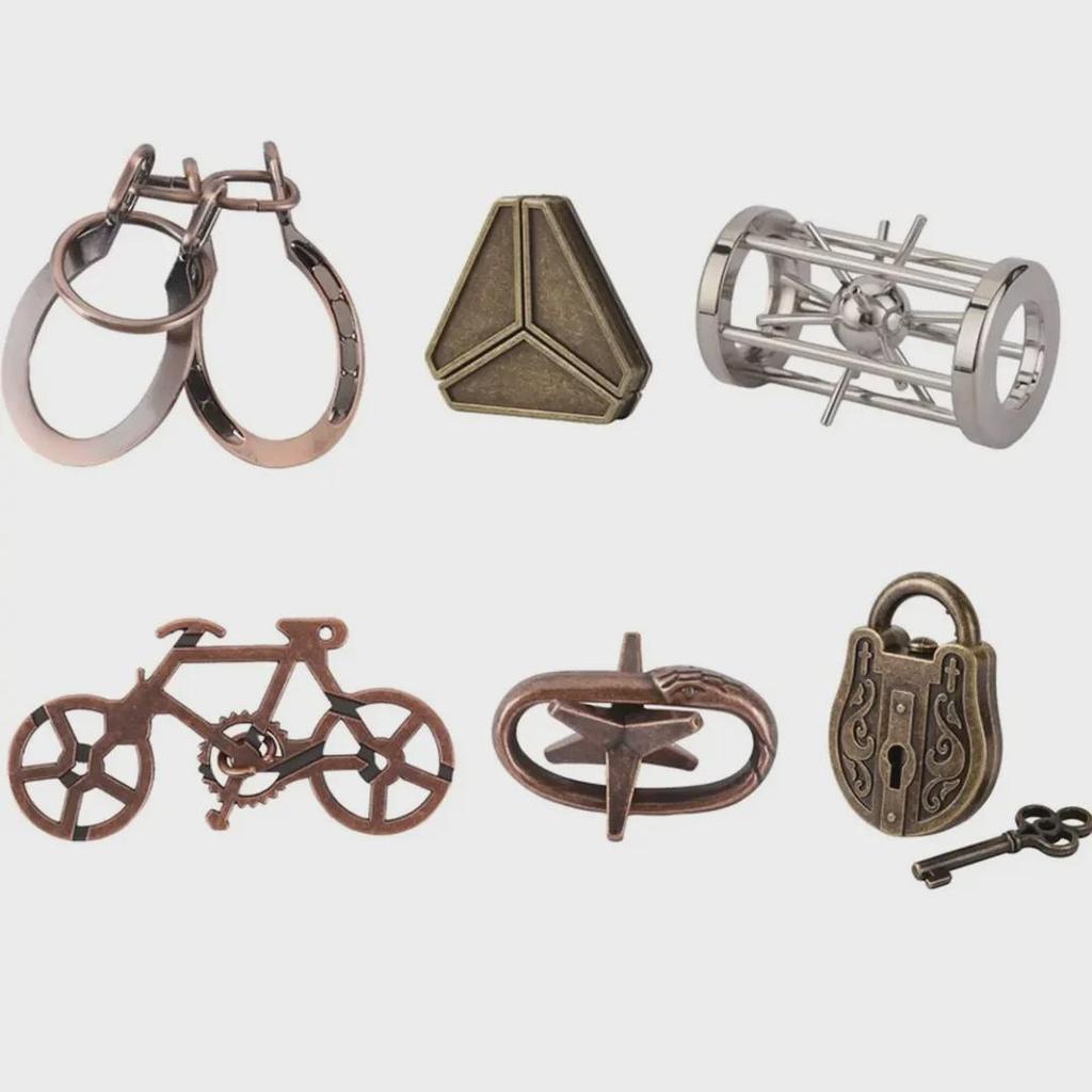 Zinc Alloy Puzzle: Kongming Lock Educational Toy Set with Nine-Link Magic Unlocking Buckle.