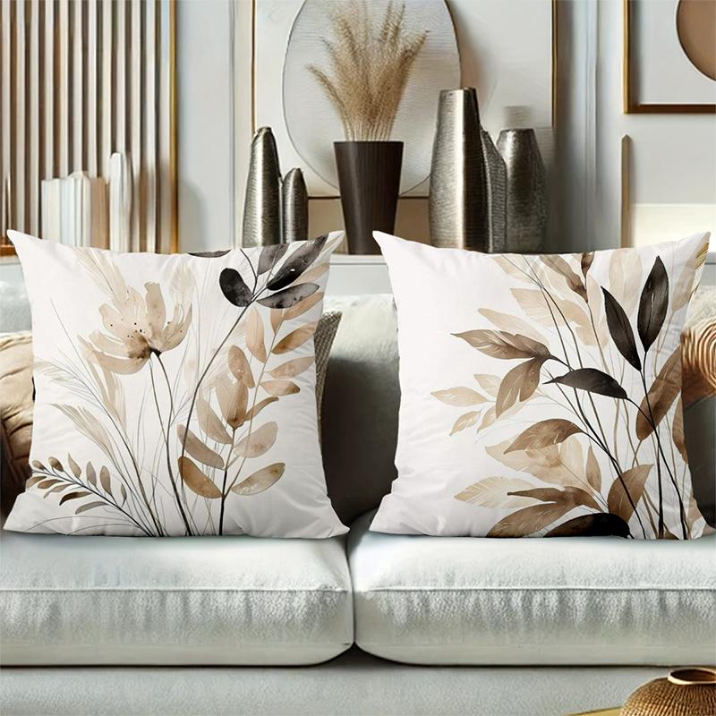 Floral Leaf Patterned Cushions For Modern Home Decor Polyester Pillowcase, Sofa Decorative Cushion Cov Headboard Pillow