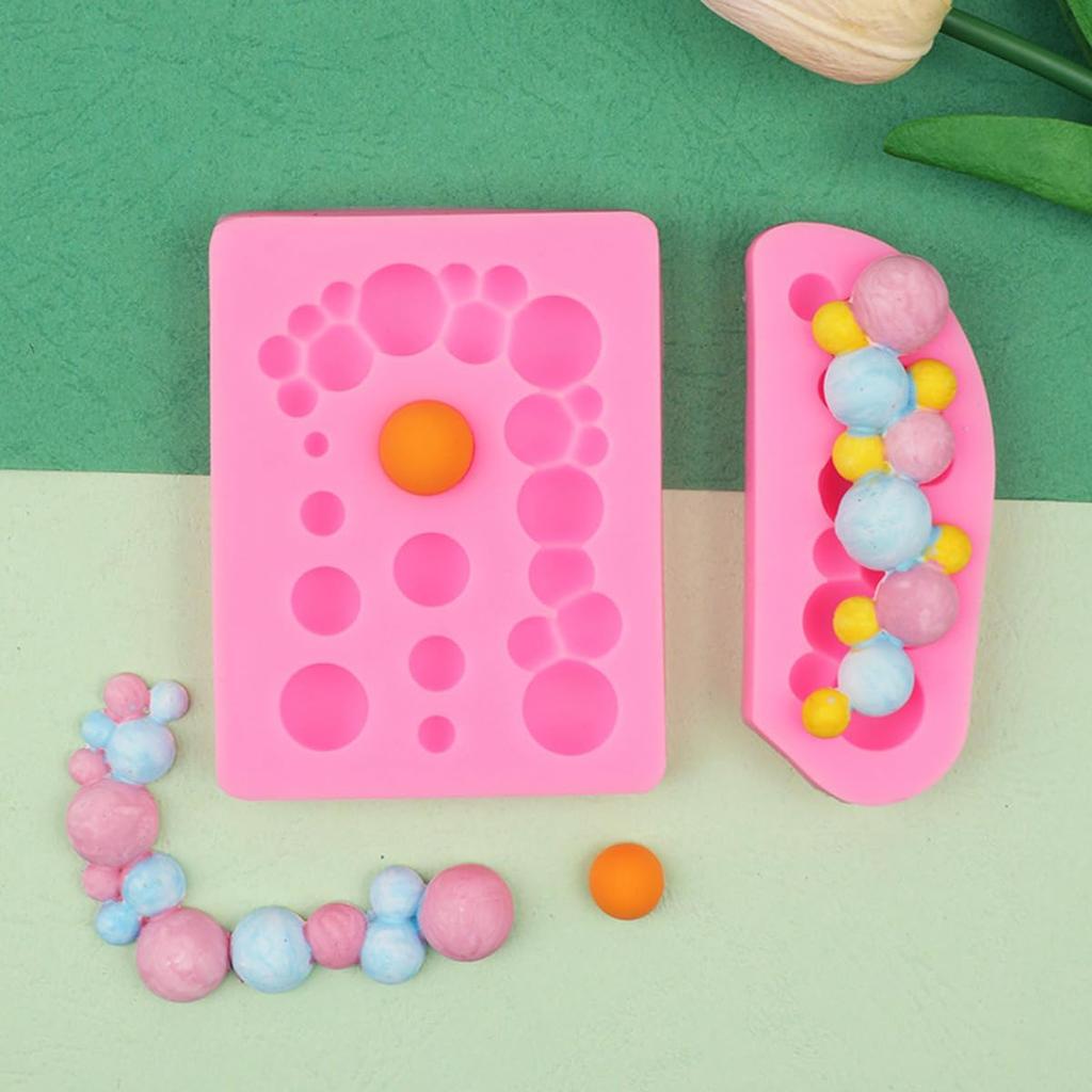 2 PCS 3D Pearl Fondant Mold Semi Sphere Ball Silicone Fondant Molds Hemispherical Shape Bubble Cake Decorating Chocolate Molds for Cake Decoration