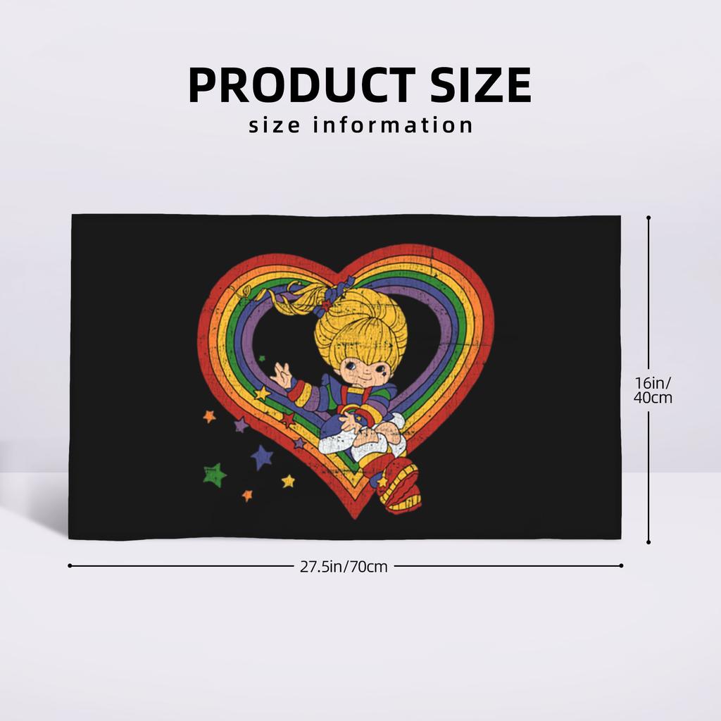 Rainbow Brite With Rainbow Heart Soft Face Towel Quick Dry Pool Bath Cotton Towels Absorbent