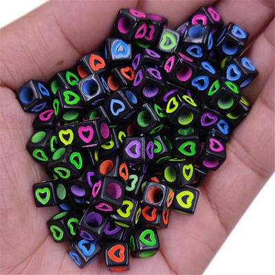 40Pcs 7mm Necklace For Jewelry Beads Charms Bracelet Square Making Mixed Heart DIY Accessories