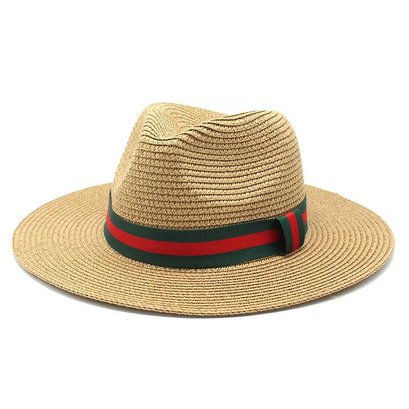 Protection Solaire Ombre Extérieure Chapeau Panama Bord Plat Vintage Jazz Haut-de-Forme Chapeaux de Paille Homme et Femme