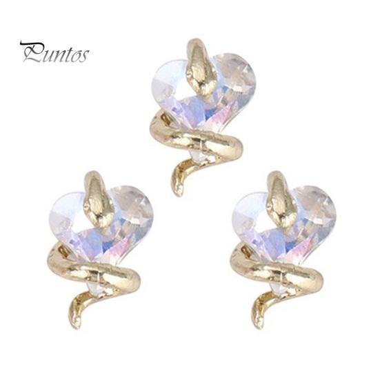 3 pçs diy decorações de unhas cobra em torno de 3d coração falso cristal encantos arte do prego strass caso do telefone decoração acessórios manicure suprimentos