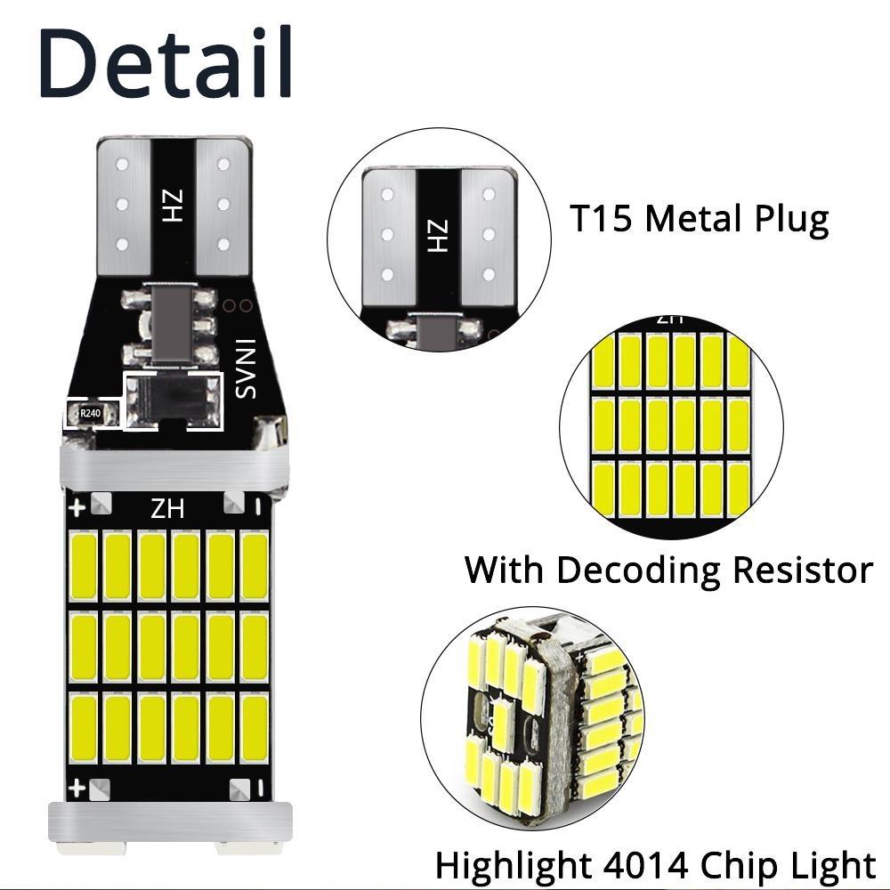 2X 921 912 W16W T15 30/45SMD Chipsets LED Canbus Error Free Bulbs For Backup Reverse Lights 1000 Lumens 6000k Xenon White
