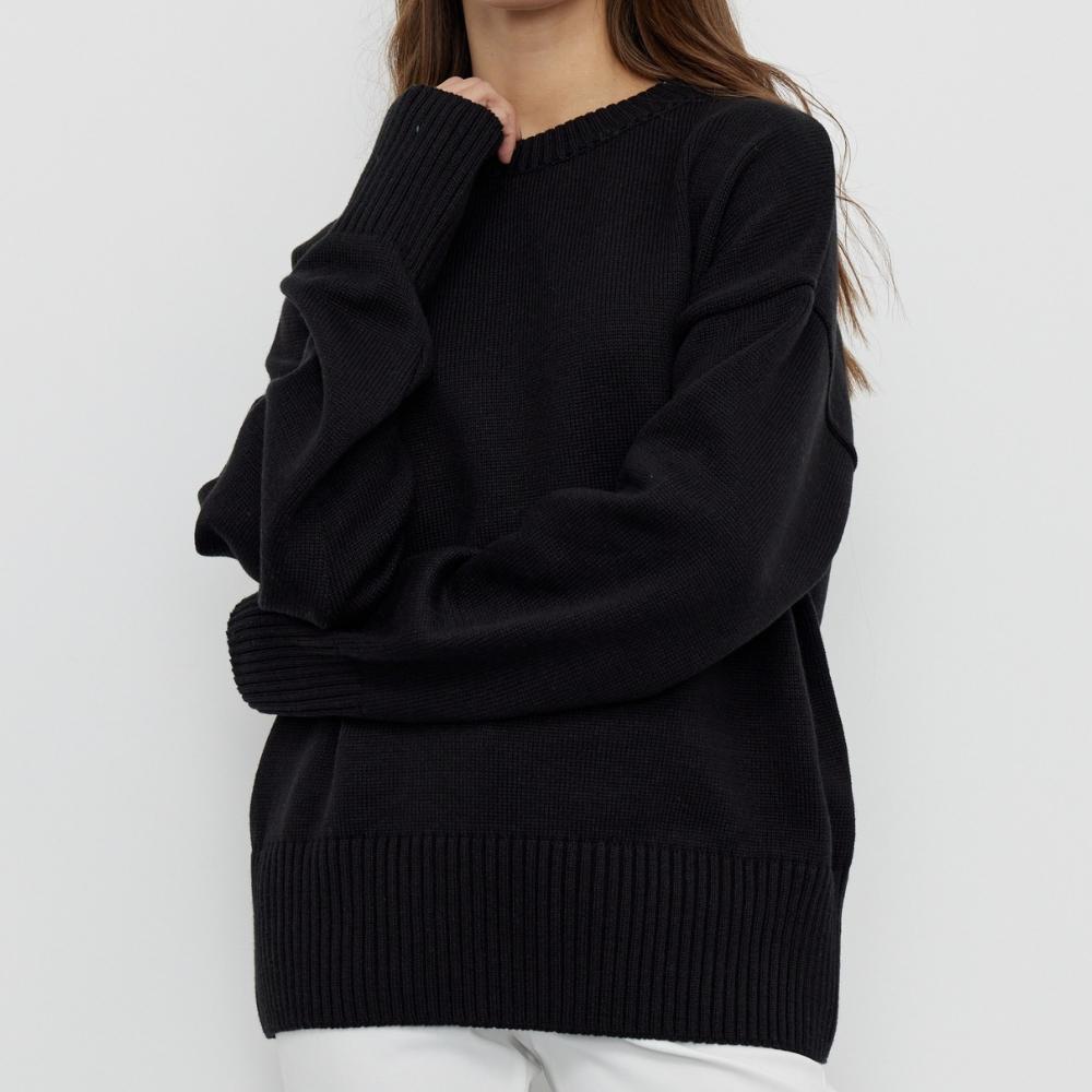 IHUASU Herbst und Winter Damenmode Lässiger einfarbiger Langarm O-Ausschnitt Lockerer Pullover