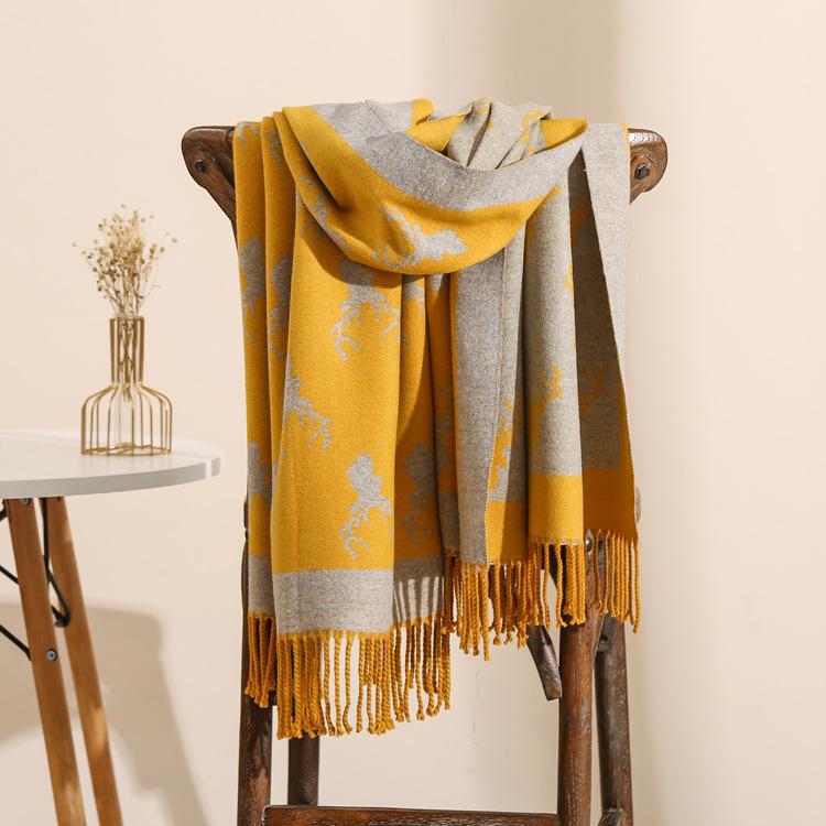 2024 Autumn And Winter New Thickened And Extended Cashmere Scarf Versatile Women'S Warm Neck Protection Scarf Double Sided Scarf Shawl