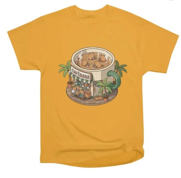 Cafe Bara Cute Coffee Shop Cat Palm Tree Illustration T-Shirt S