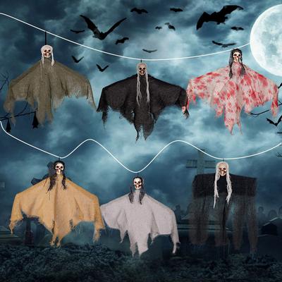 Halloween Decorations Scary Crying Witch Skeleton Hanging Ghosts Skeleton Flying Haunted House Decorative Props Horror Ornaments