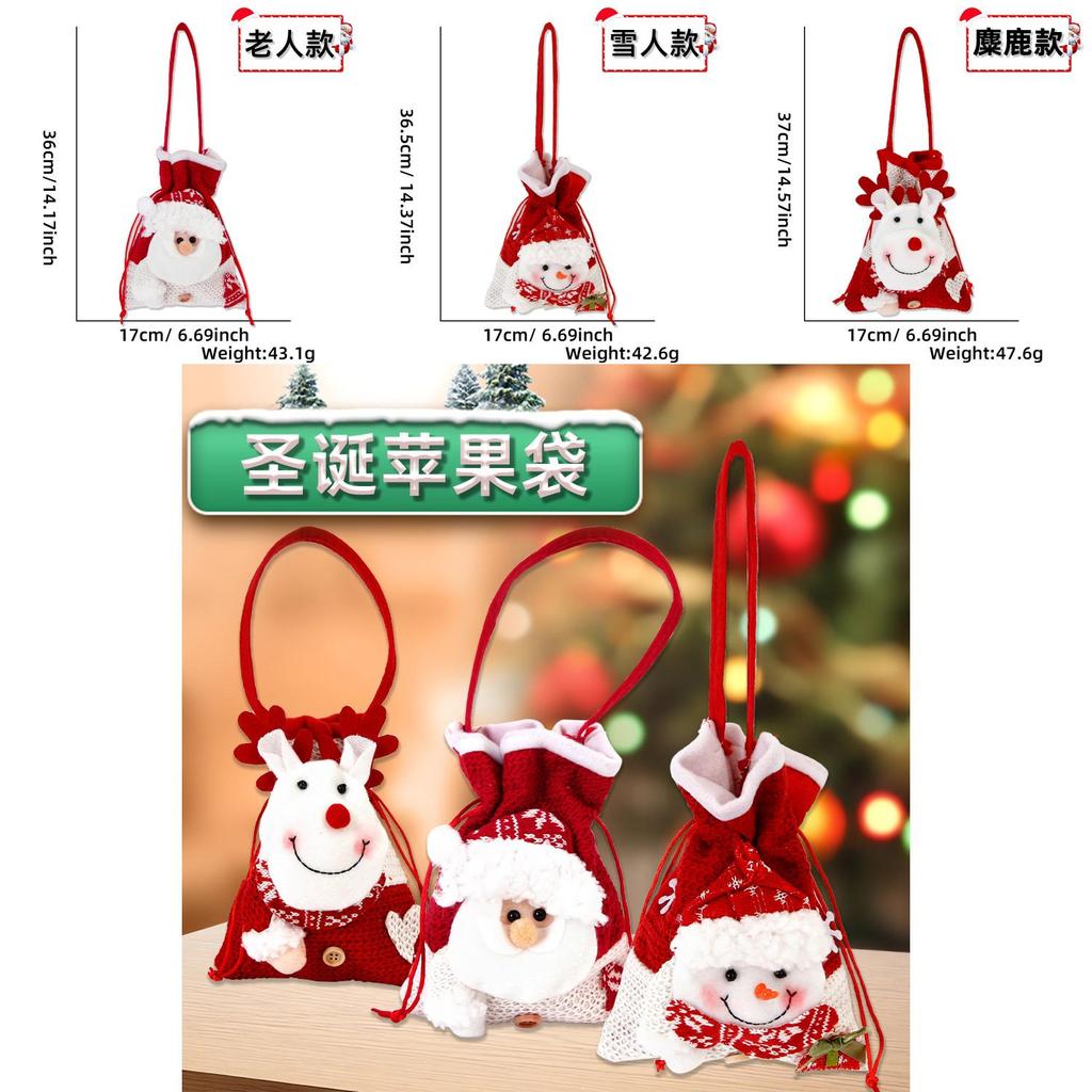 Kreatywny prezent świąteczny w stylu kreskówkowym, pluszowe woreczki ze sznurkiem w kształcie jabłek na świąteczne uroczystości