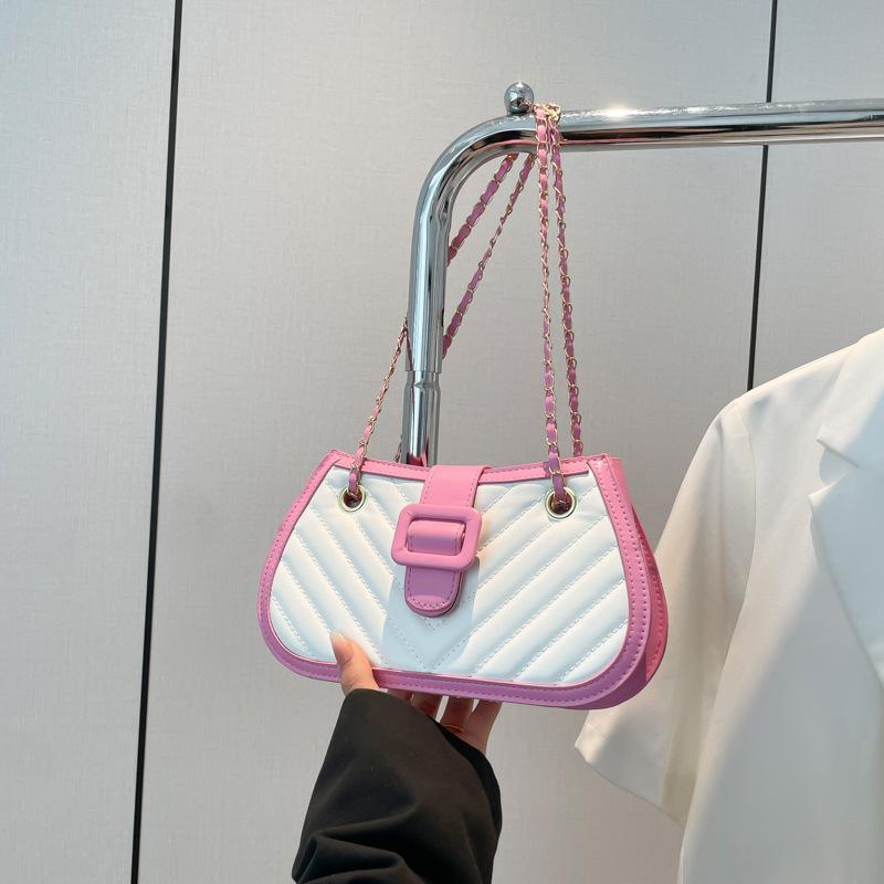 Gentle and fashionable texture splicing chain shoulder bag women's 2025 spring and summer new versatile ins messenger bag small square bag