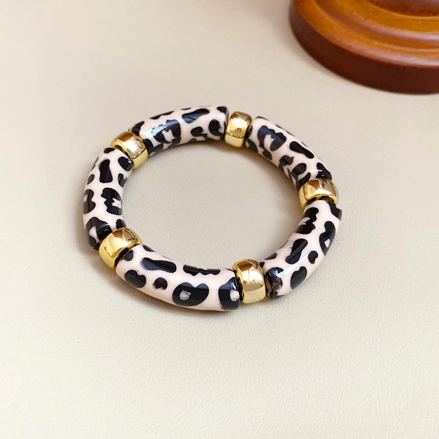 Neue gespleißte Bambusrohr Acryl Runde Armreifen für Damen Herren Mode Smuding Geometrische Armbänder Elastischer Armreif Partner Schmuck X