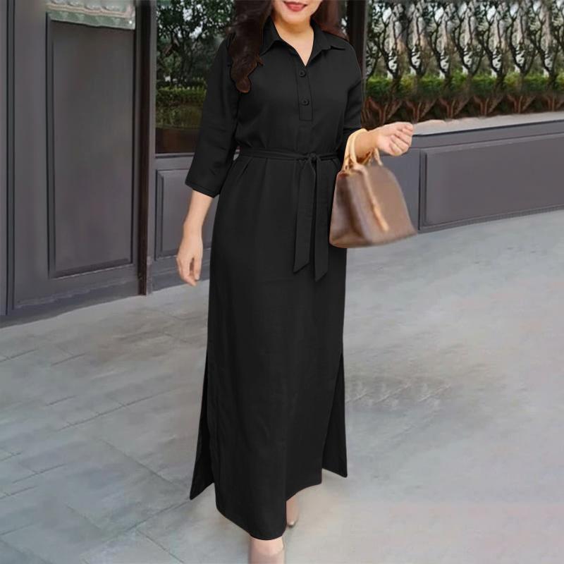 ZANZEA Women Casual Turn Down Collar Loose Long Sleeve Shirt Dress