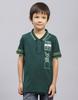 Boys Green Printed Collared Neck Half Sleeve T-Shirt