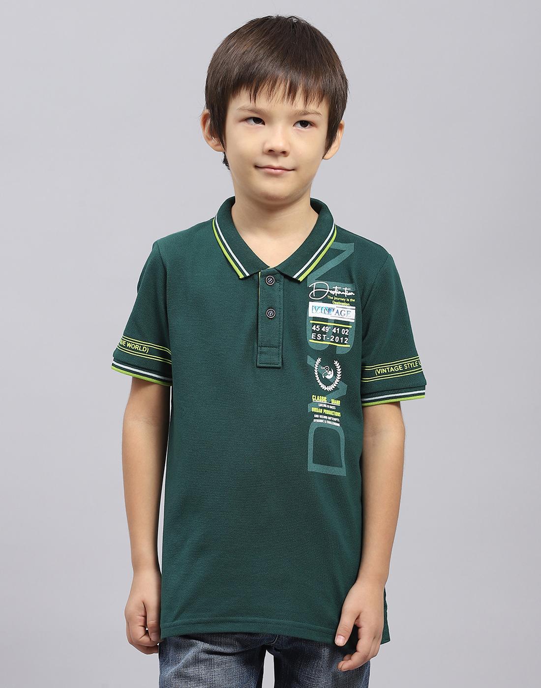

Monte Carlo Boys Green Printed Collared Neck Half Sleeve T-Shirt 4 Years зелений