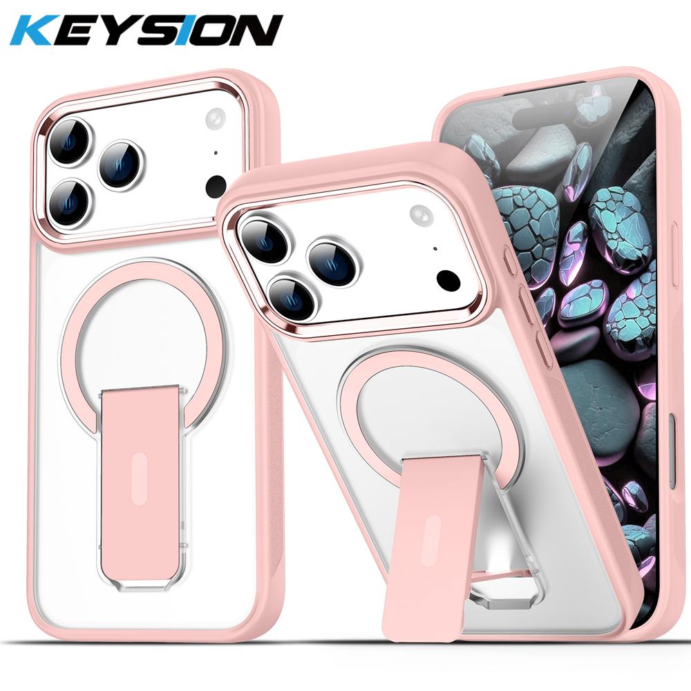 

KEYSION Противоударный матовый полупрозрачный чехол для MagSafe для iPhone 17 Pro Max 17 Air с подставкой, беспроводная зарядка, задняя крышка для телефона for iPhone 17 Pro Max