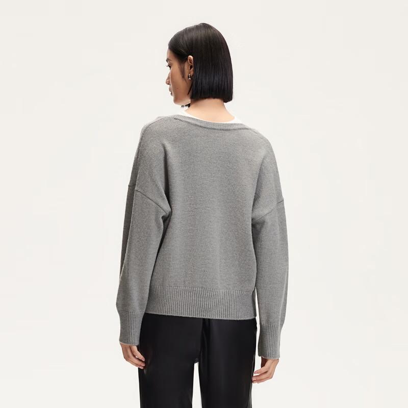 VEROMODA Women's Faux Two-Piece U-Neck Color-Block Long-Sleeve Knit Sweater